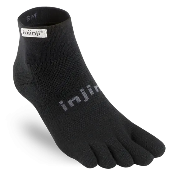 INJINJI RUN 2.0 Lightweight Mini-Crew Toesocks Black